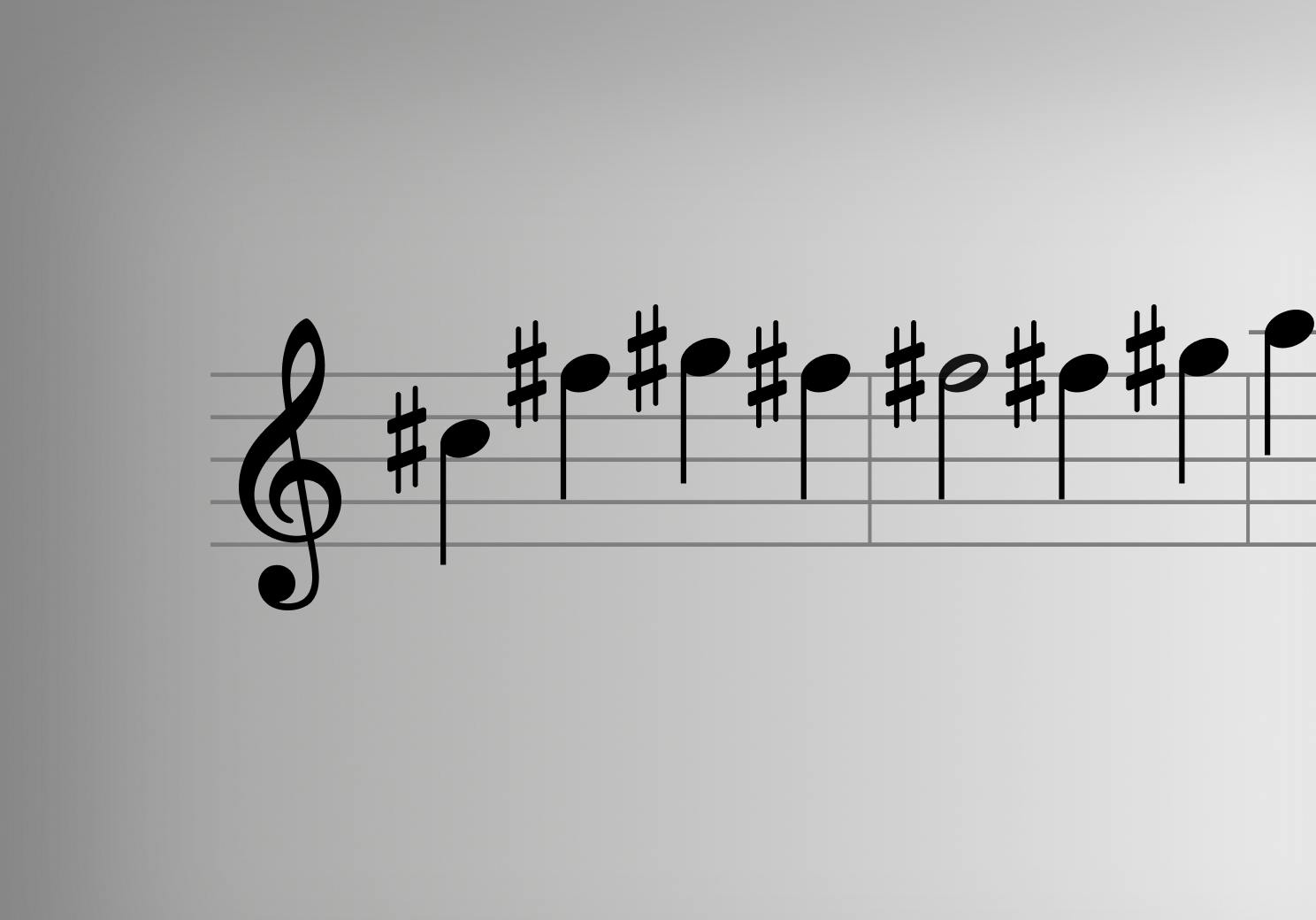 A Major manually notated against with a key signature 